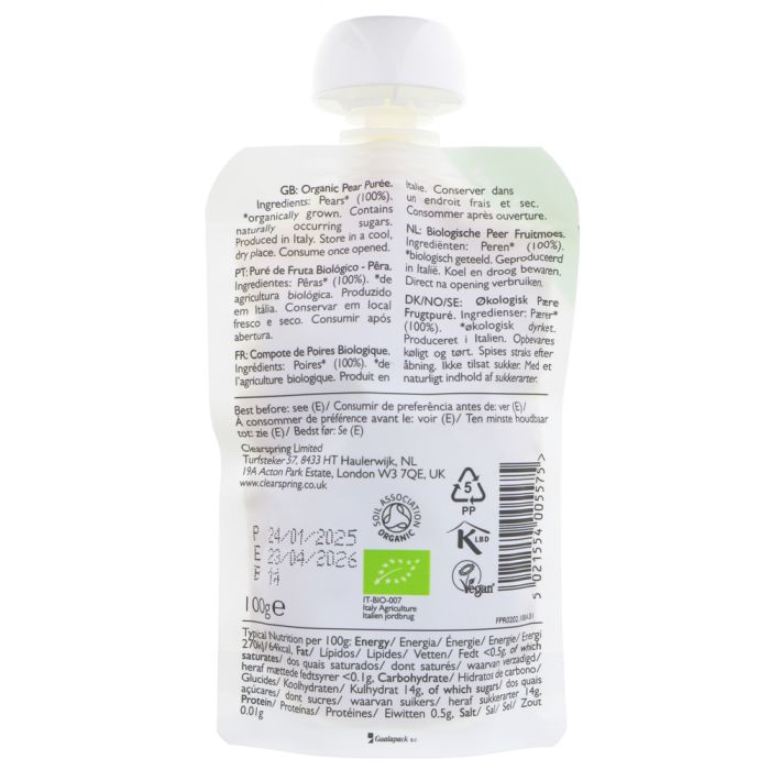 Clearspring Pear Puree 100g
