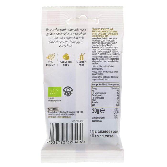 Biona Organic Salted Caramel Almonds 30g