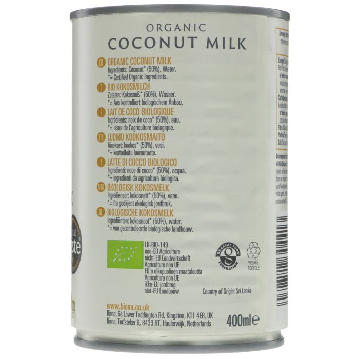 Biona Organic Coconut Milk 400ml