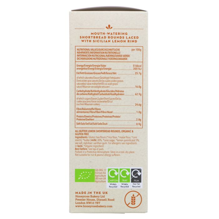 Honeyrose Organic Lemon Shortbread