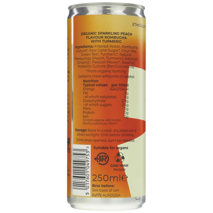 Suma Organic Kombucha Peach & Turmeric