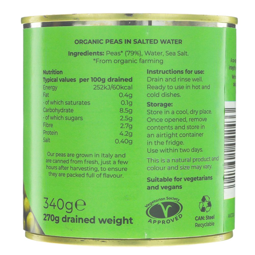 Suma Organic Tinned Peas 340g